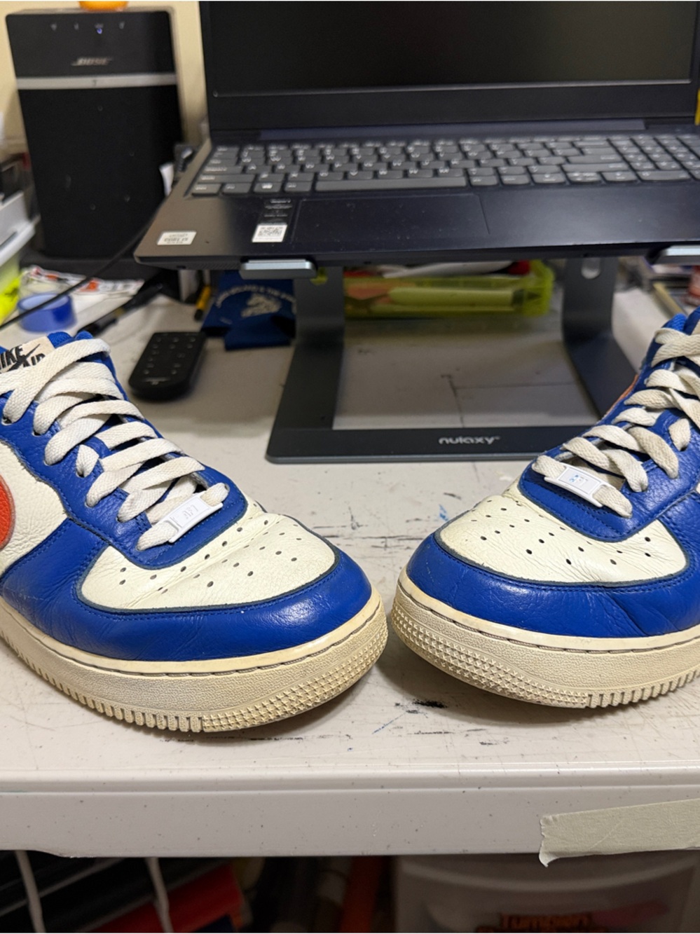 Nike Air Force 1 Men’s 8.5 Blue White Orange Low Top Sneakers